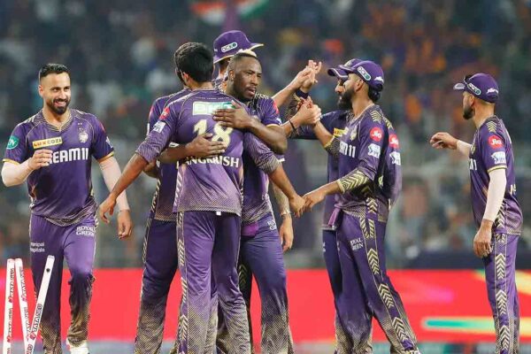 KKR celebrates after a dramatic last-ball win against RCB in IPL Match 36