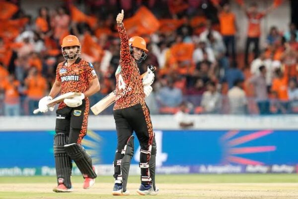 Abhishek Sharma celebrates after scoring a quickfire 66 off 28 balls, leading Sunrisers Hyderabad to a 5-wicket victory over Punjab Kings in IPL Match No. 69