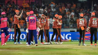 Blistering sixes, nail-biting final over! Sunrisers Hyderabad celebrates a last-gasp victory against Rajasthan Royals in an IPL 2024 thriller.