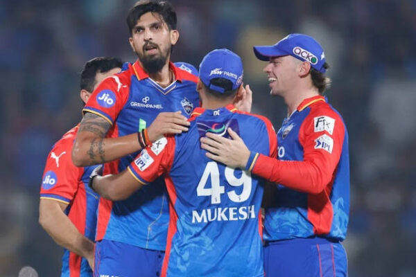 Ishant Sharma celebrates after clinching three crucial wickets, steering Delhi Capitals to a remarkable victory over LSG in the IPL showdown.