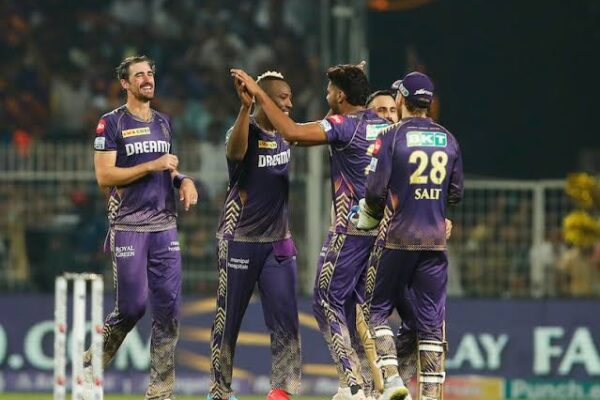 Kolkata Knight Riders celebrate their victory over Mumbai Indians