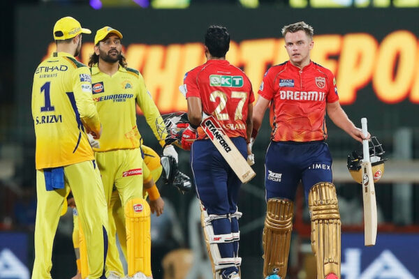 Punjab Kings celebrate their victory over Chennai Super Kings in IPL Match 49 at Chepauk