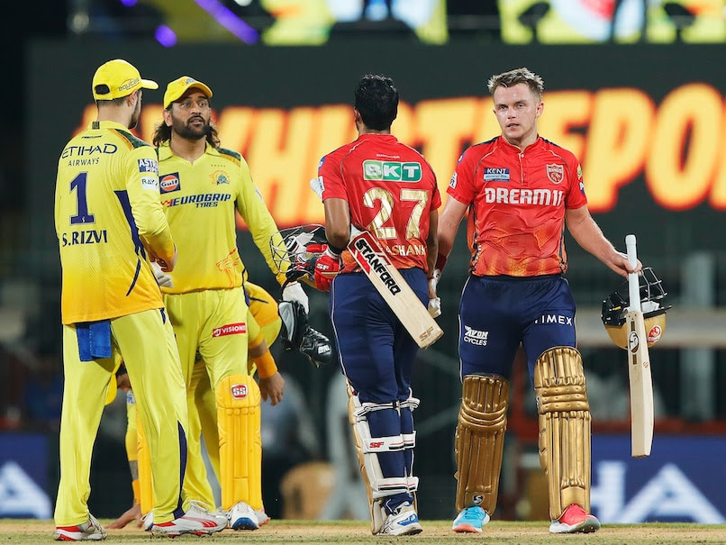 Punjab Kings celebrate their victory over Chennai Super Kings in IPL Match 49 at Chepauk