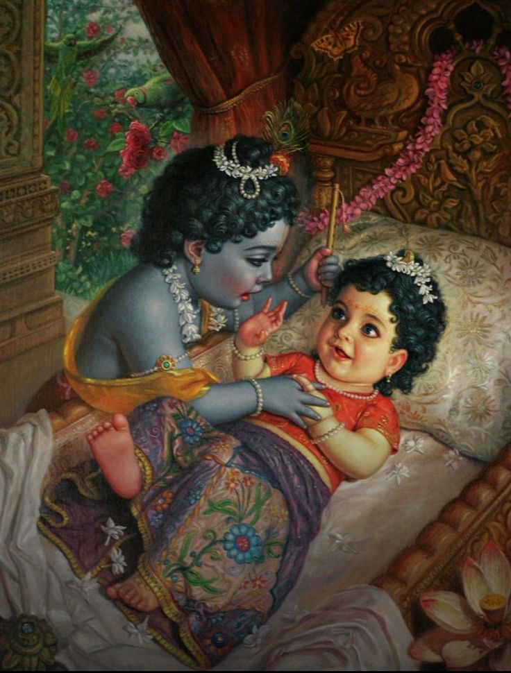 Radha Rani opens her eyes when Krishna comes to visit her.